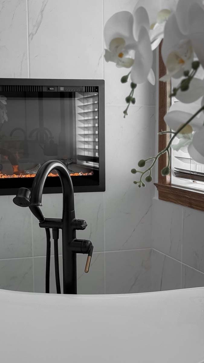 Matte-Black Tub Filler — Vanities & Fixtures by Inside The House Calgary