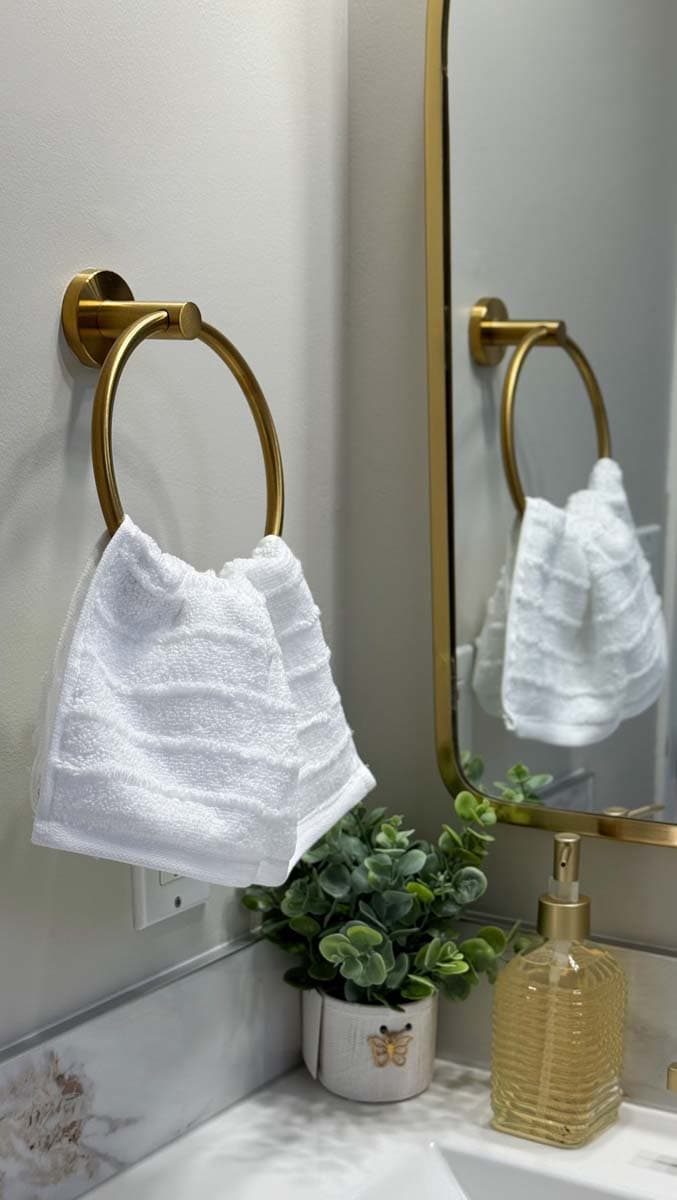 Brushed-Gold Details — Vanities & Fixtures by Inside The House Calgary