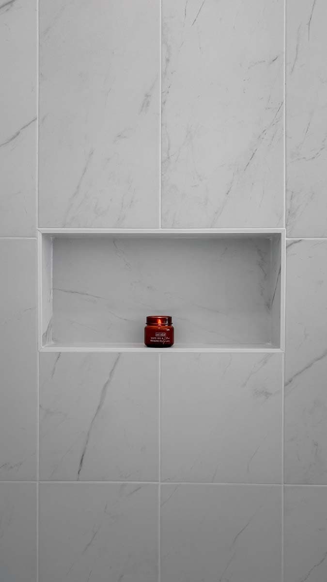 Marble Shower Niche — Tile & Shower by Inside The House Calgary