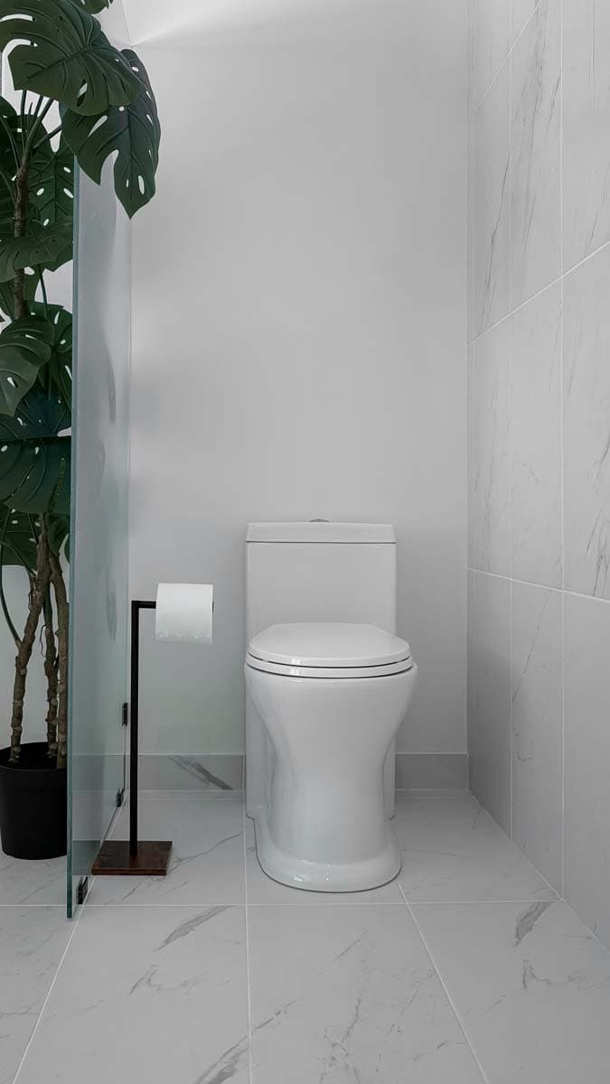 Marble Water Closet — Bathroom Remodel by Inside The House Calgary