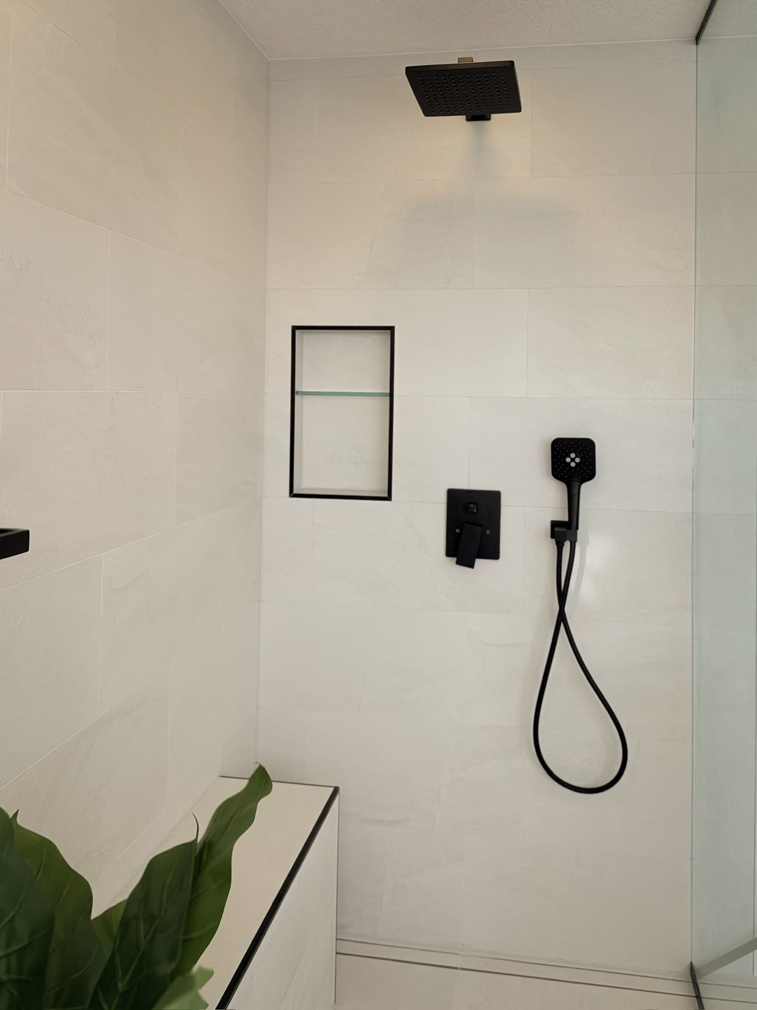 White-Tile Shower — Tile & Shower by Inside The House Calgary